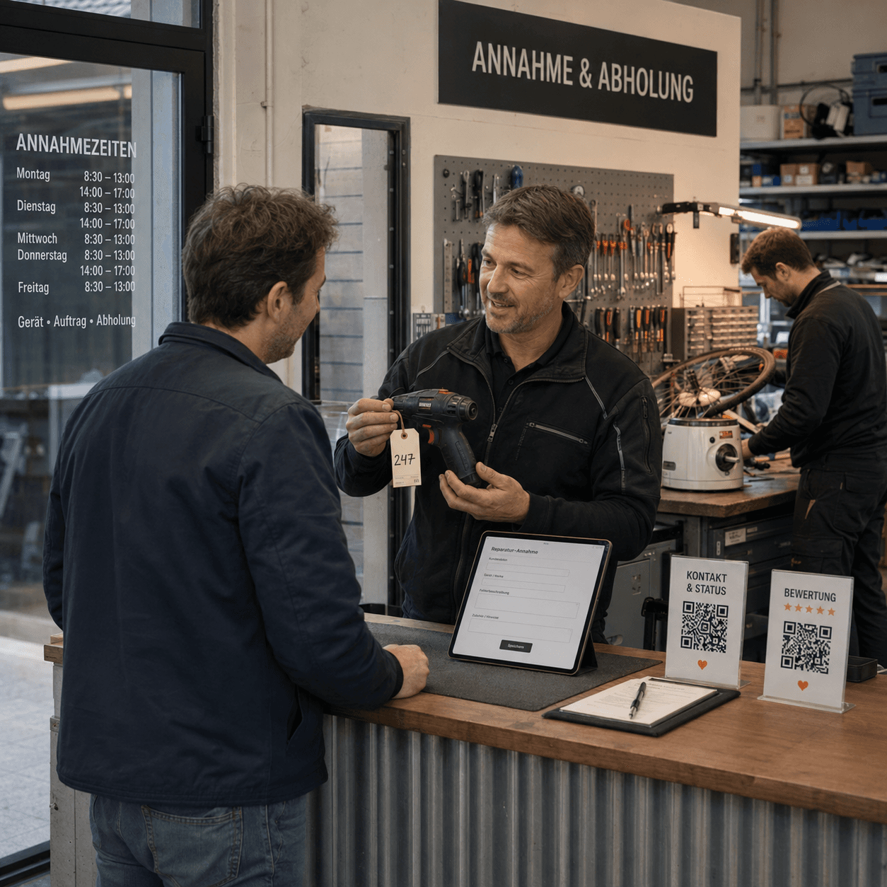 QR- und NFC-Aufsteller für Reparatur- und Servicebetriebe