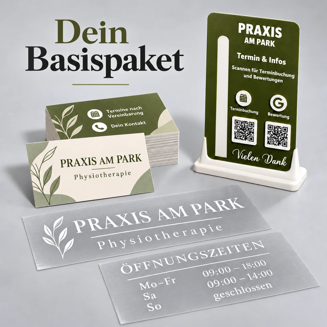 Praxis- & Büro-Paket – Basispaket mit 3D-Aufsteller