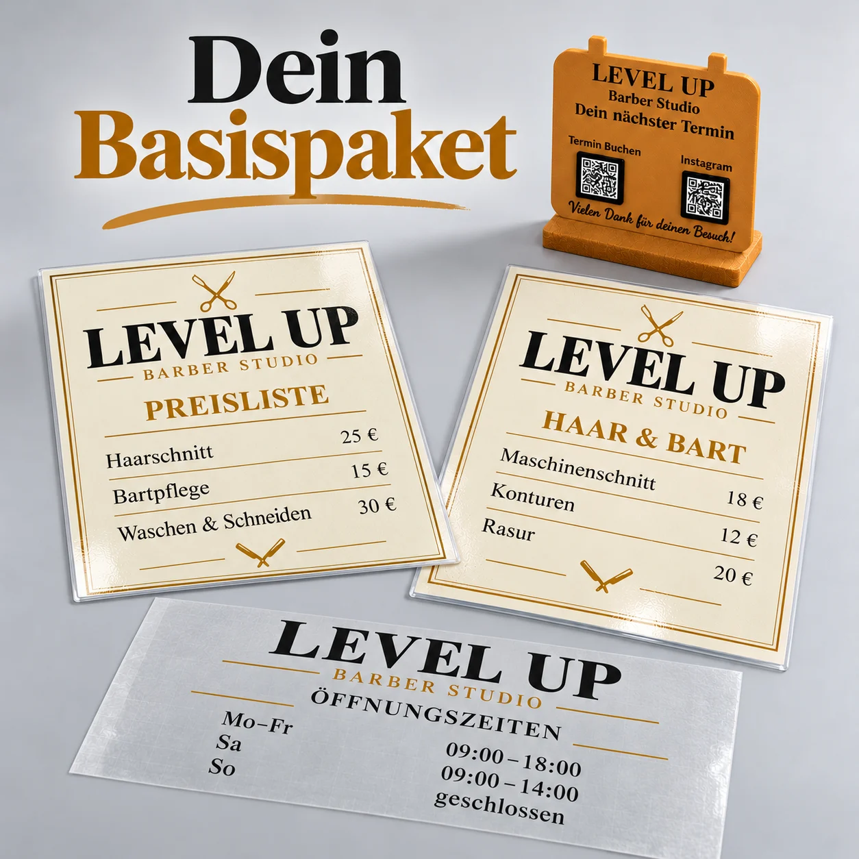 Barber- & Friseursalon-Paket – Basispaket mit 3D-Aufsteller
