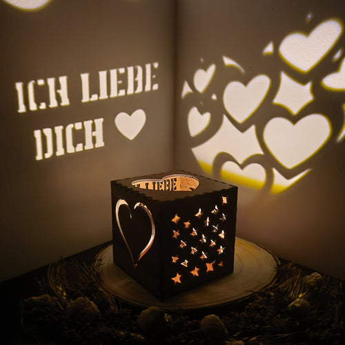 Personalisierte Valentinstag Lichtbox aus Holz – Namen & Datum – Romantisches Geschenk