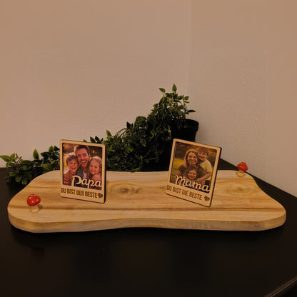Personalisierter Holz Bilderrahmen mit Foto – Geschenk für Papa, Mama, Oma & Opa